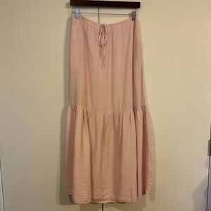 Young Fabulous & Broke YFB Light Pink Crepe Maxi Boho Croquette Romantic Skirt L